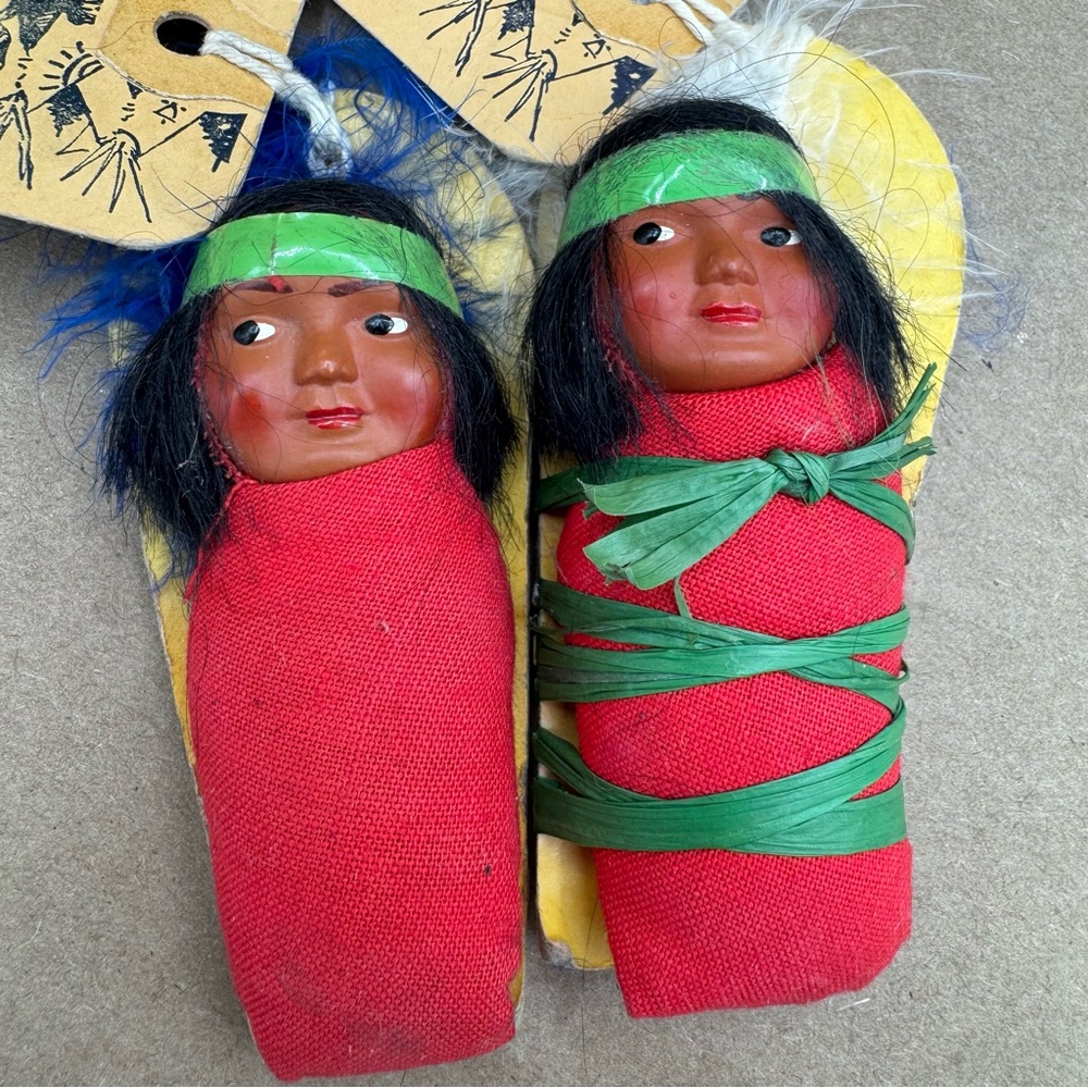 Vintage Zion National Park Souvenir Papoose Dolls Mid-Century Americana Set of 2